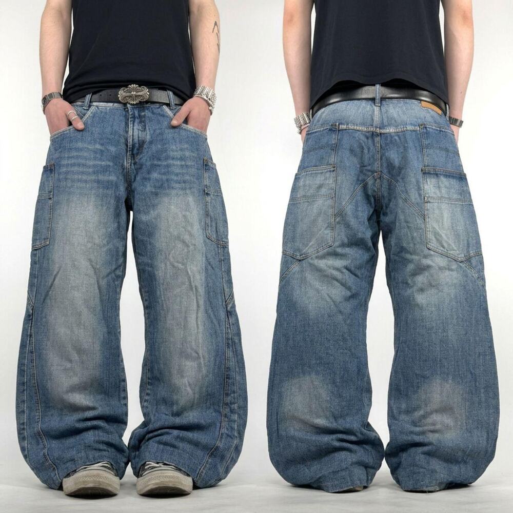 Vintage y2k faded mud wash grunge archive baggy wide leg skater jeans